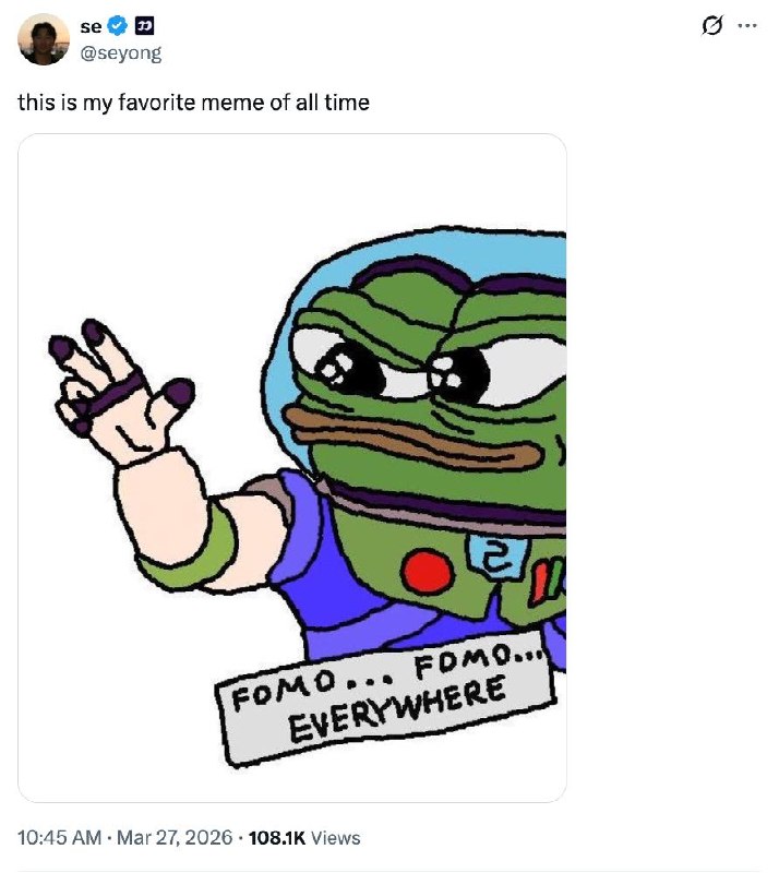 Seyong's March 27 post: this is my favorite meme of all time, with the original Space Pepe